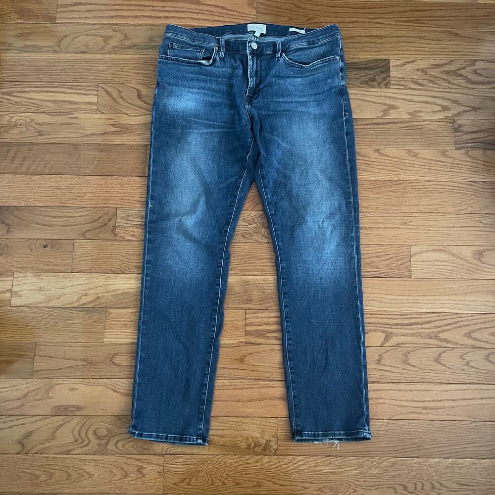 Frame Denim L’Homme Slim Straight Mens 36 Jeans Capri Blue Distress LMH179